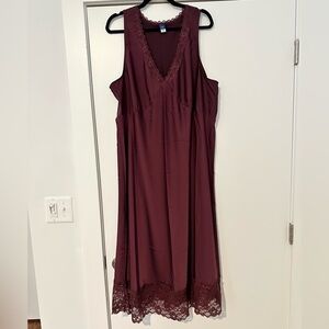 Old Navy Lace-Trim Satin Midi Dress